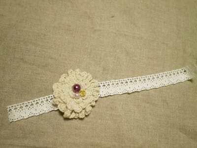 指編みのシュシュと花飾りの作り方 手順 4 その他 ファッション アトリエ ハンドメイドレシピ 作り方 と手作り情報サイト