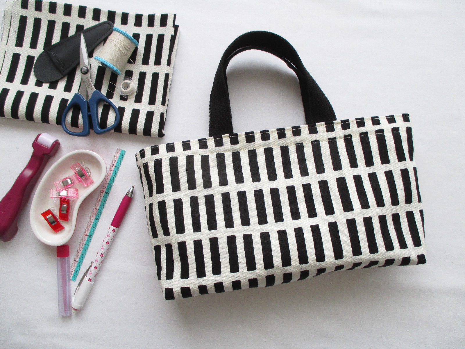 1枚の布で作る‼裏地付きマチあり浅めミニトート | handmade studio jms