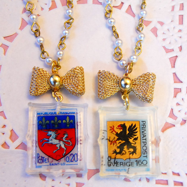 切手inクリスタルレジン ネックレス リボンの作り方 その他 その他 アトリエ ハンドメイドレシピ 作り方 と手作り情報サイト