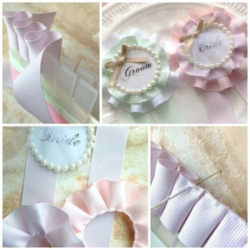 シャーベットカラーのウェディングロゼットの作り方 手順 1 ロゼット ウェディング アトリエ ハンドメイドレシピ 作り方 と手作り情報サイト