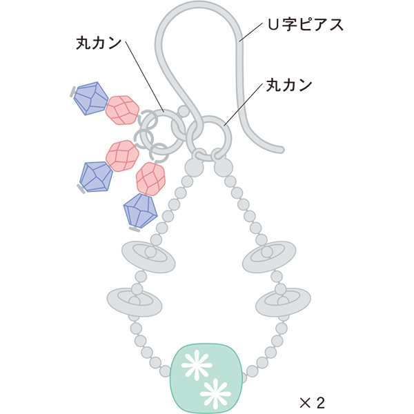 とんぼ玉のボールチェーンピアスの作り方 手順 3 その他 その他 アトリエ ハンドメイドレシピ 作り方 と手作り情報サイト